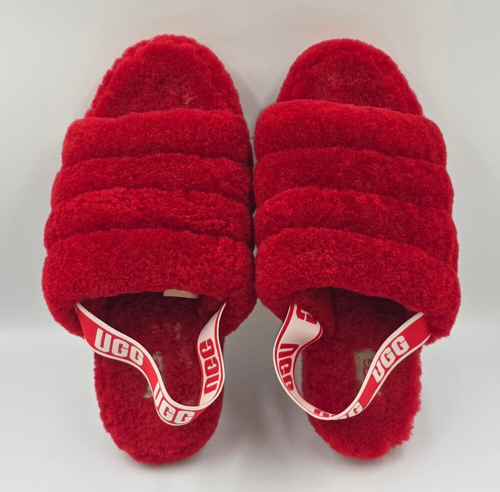 UGG Australia Fluffy Yeah Women's Slide Sandal, Size US 10 - Red
